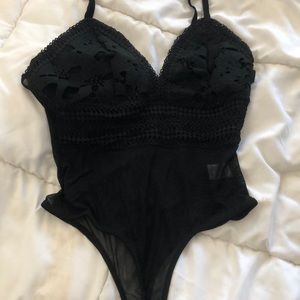 Black mesh bodysuit